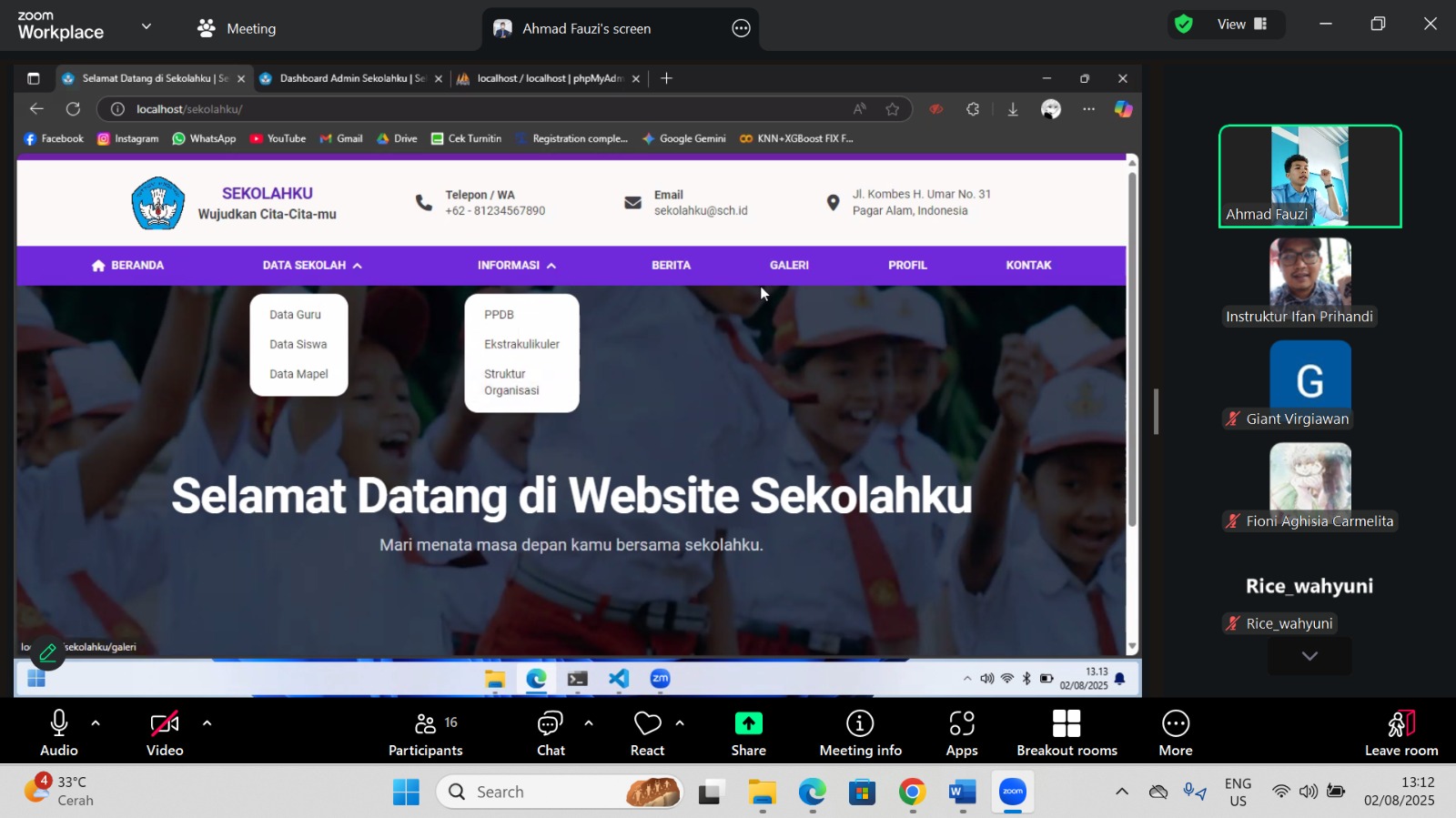 Pelatihan Front End Developer – Peserta Kota Pagar Alam 02 Agustus 2025