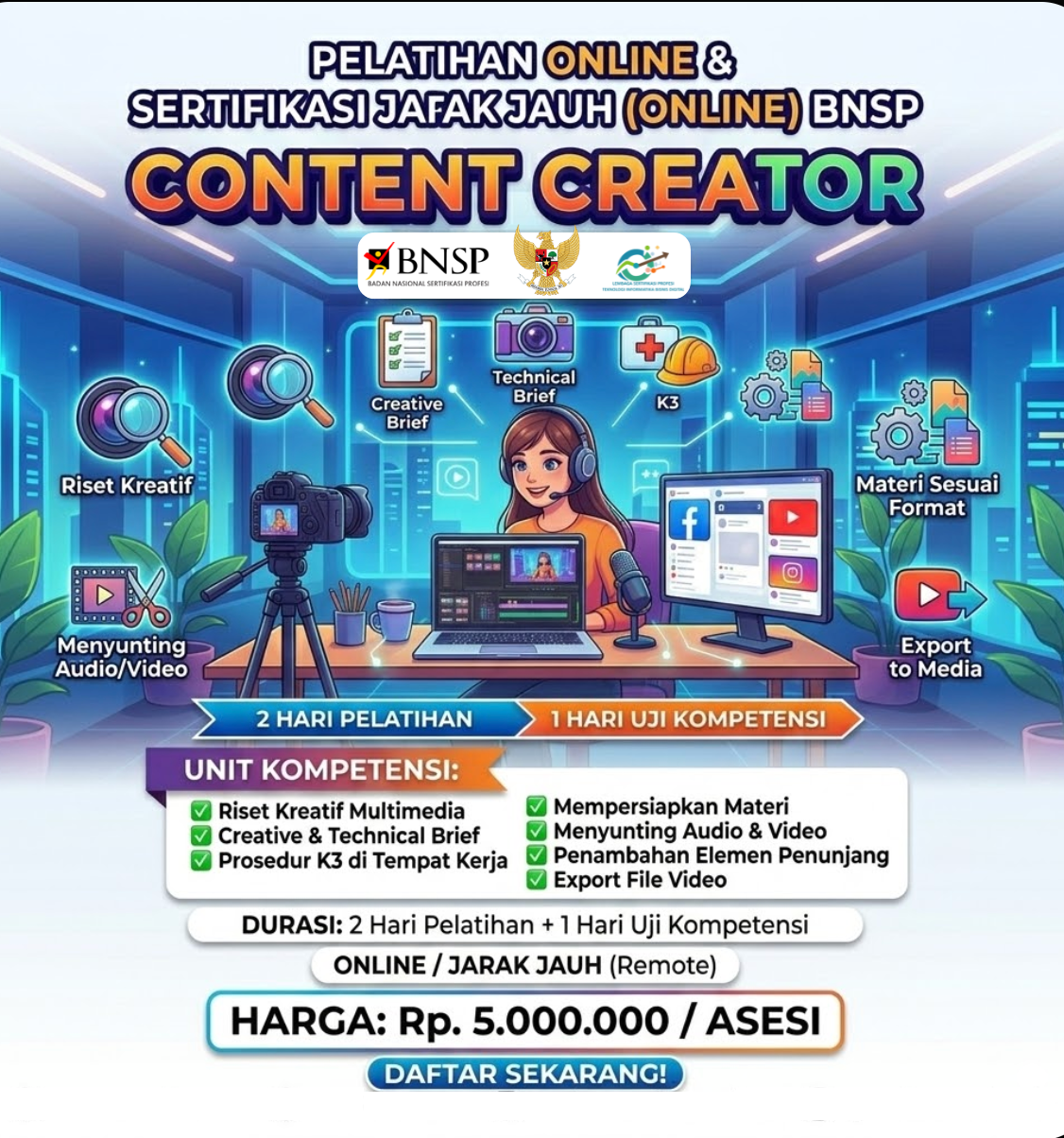 Elite Content Creator Program: Pelatihan Intensif & Sertifikasi Jarak Jauh BNSP