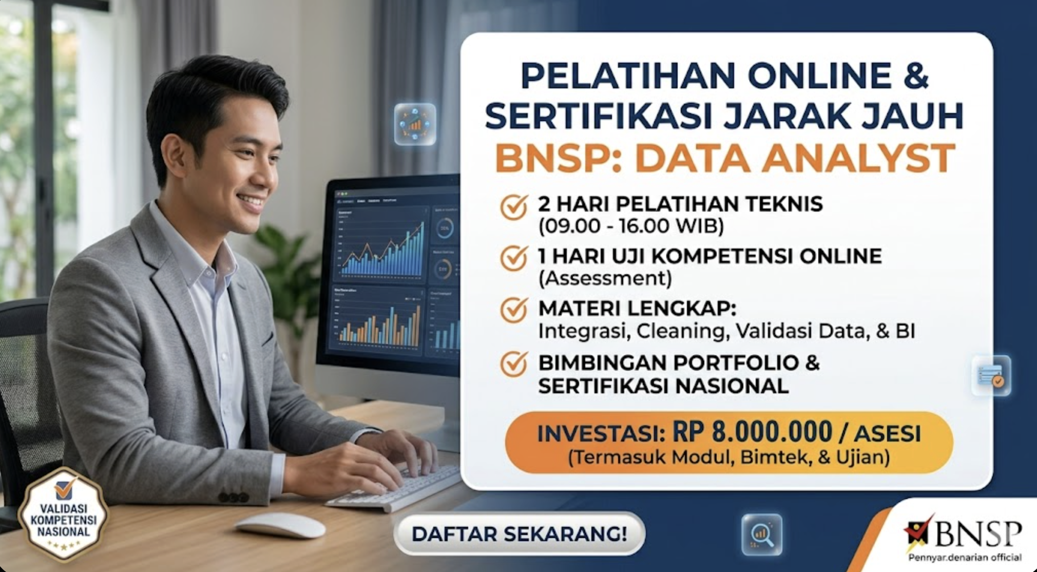 Pelatihan Online & Sertifikasi Jarak Jauh (Online) BNSP: DATA ANALYST