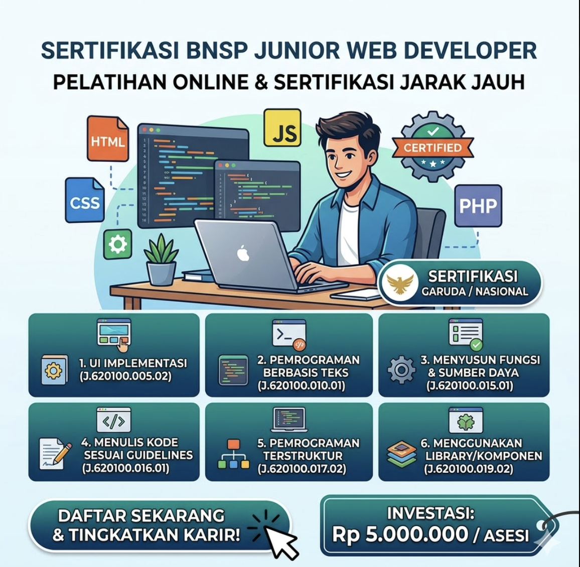 Expert-Led Training: Sertifikasi Kompetensi BNSP Pengembang Web Pratama